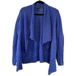 Design History blue open sweater wrap. Size L